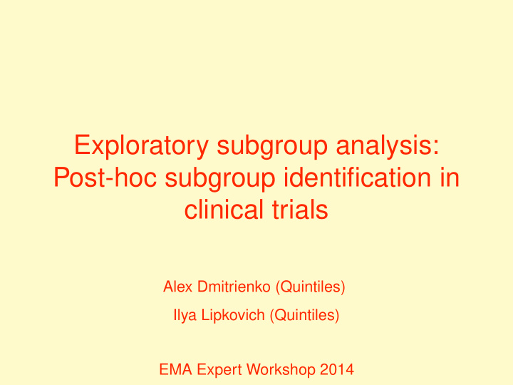 exploratory subgroup analysis post hoc subgroup