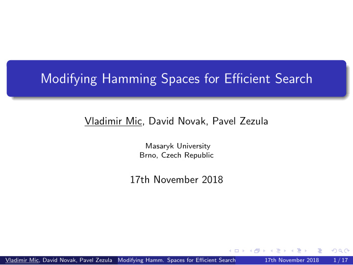 modifying hamming spaces for efficient search