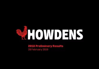 2018 Preliminary Results  28 February 2019  Howdens 2018 Preliminary Results  Andrew Livingston
