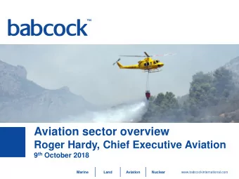 Aviation sector overview  Roger Hardy, Chief Executive Aviation 9 th October 2018  Marine  Land