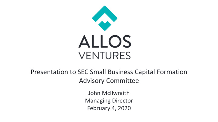 presentation to sec small business capital formation