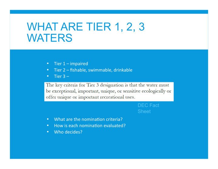 what are tier 1 2 3 waters