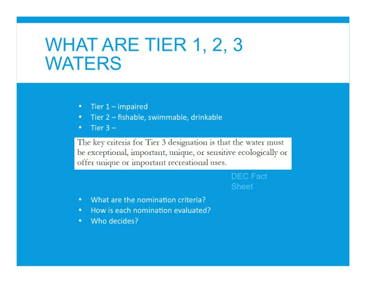 what are tier 1 2 3 waters