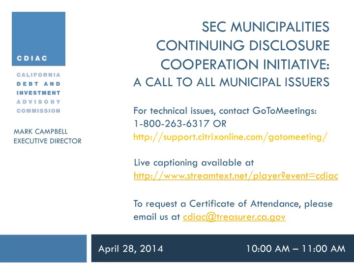 sec municipalities continuing disclosure cooperation