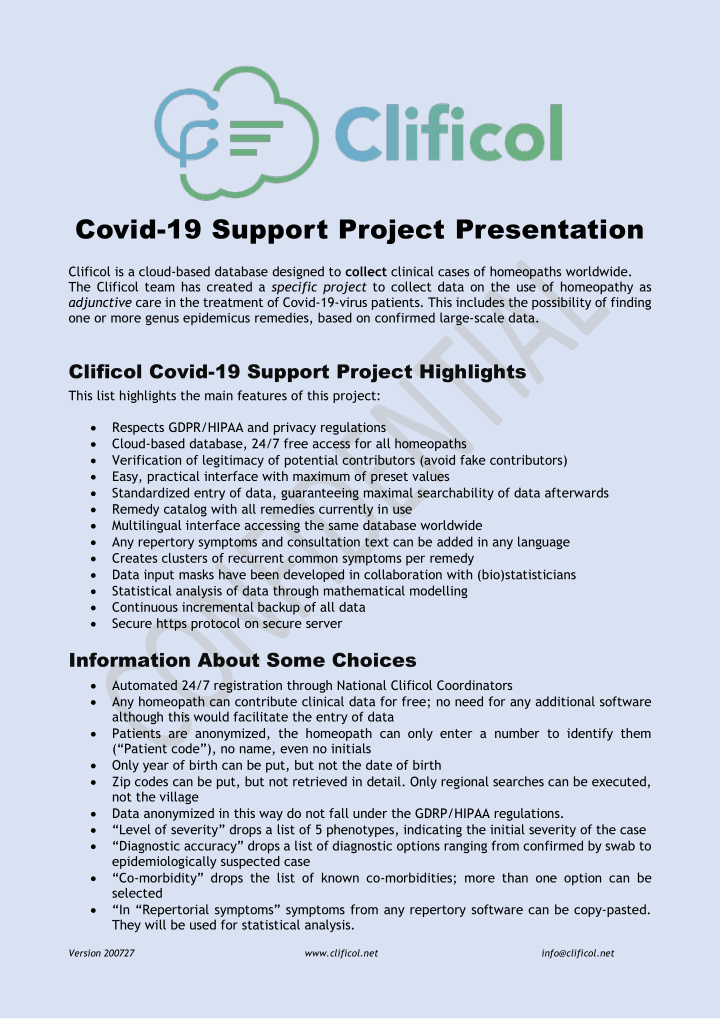 covid 19 support project presentation