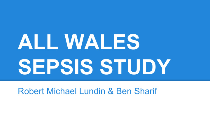 all wales sepsis study