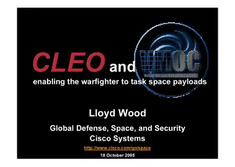 Military  Military  Cisco Systems  NASA Glenn  Cisco Systems  NASA Glenn  Air Force Space Battlelab