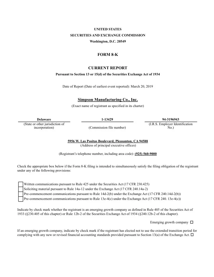 form 8 k current report