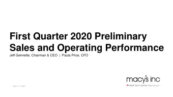 MAY 21, 2020  Safe Harbor Statement  All forward-looking statements are subject to the safe harbor