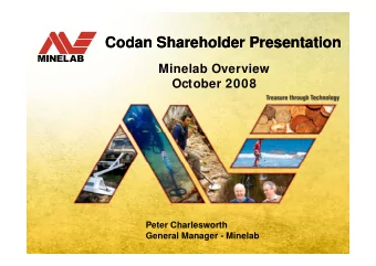 Codan Shareholder Presentation  Codan Shareholder Presentation  Codan Shareholder Presentation