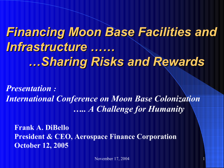 financing moon base facilities and financing moon base