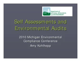 Self Assessments and  Self Assessments and  Environmental Audits  Environmental Audits  2010