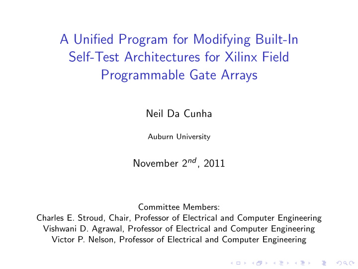 a unified program for modifying built in self test