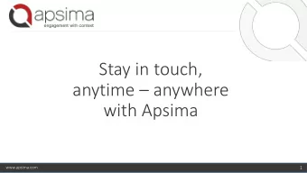 anytime  anywhere  with Apsima  1  www.apsima.com  Intro to BLE Beacons  Micro-location