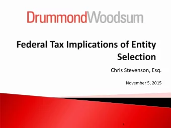 Chris Stevenson, Esq.  November 5, 2015  1   C Corps Pros :  a) Venture Capital: Venture funds