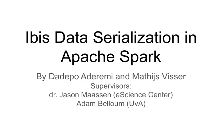 ibis data serialization in apache spark