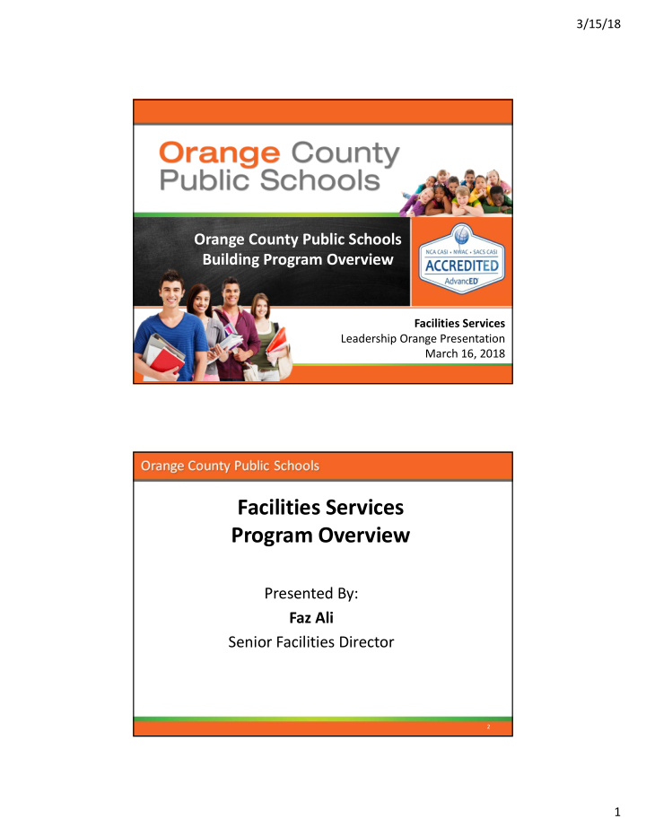 facilities services program overview