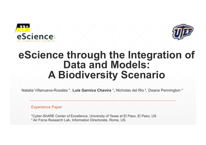 escience through the integration of data and models a