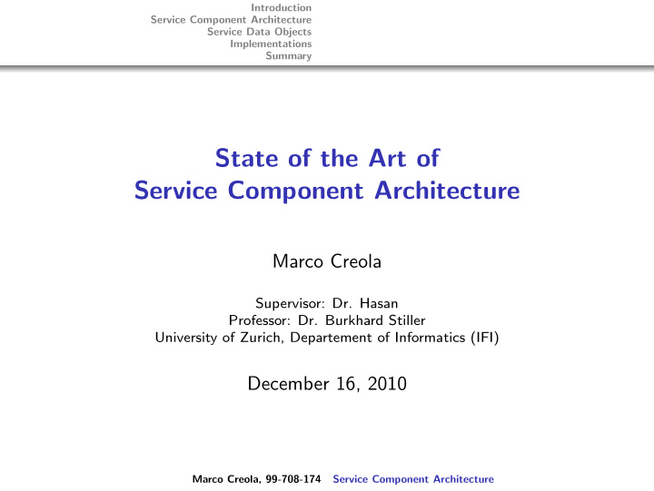 state of the art of service component architecture