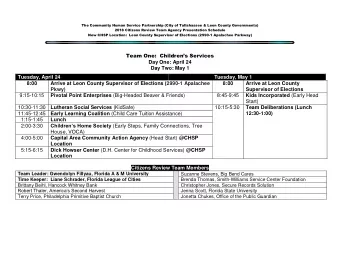 The Community Human Service Partnership (City of Tallahassee &amp; Leon County Governments)  2018