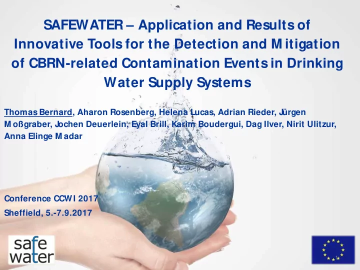 safewater application and results of innovative tools for