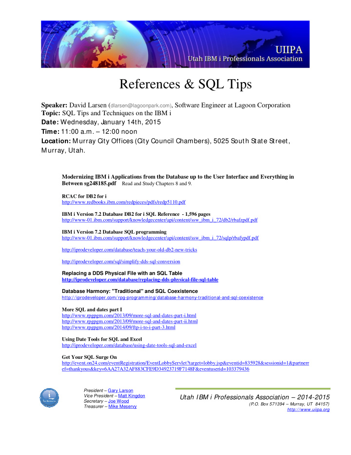 references sql tips