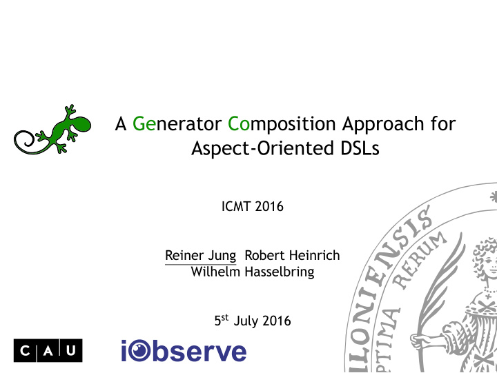 a generator composition approach for aspect oriented dsls