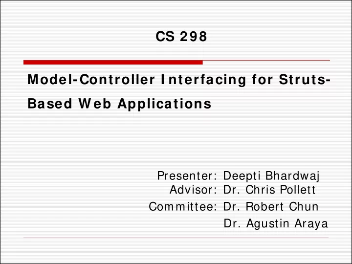 cs 2 9 8 model controller i nterfacing for struts based w