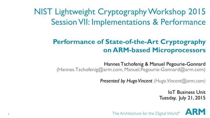 nist lightweight cryptography workshop 2015 session vii
