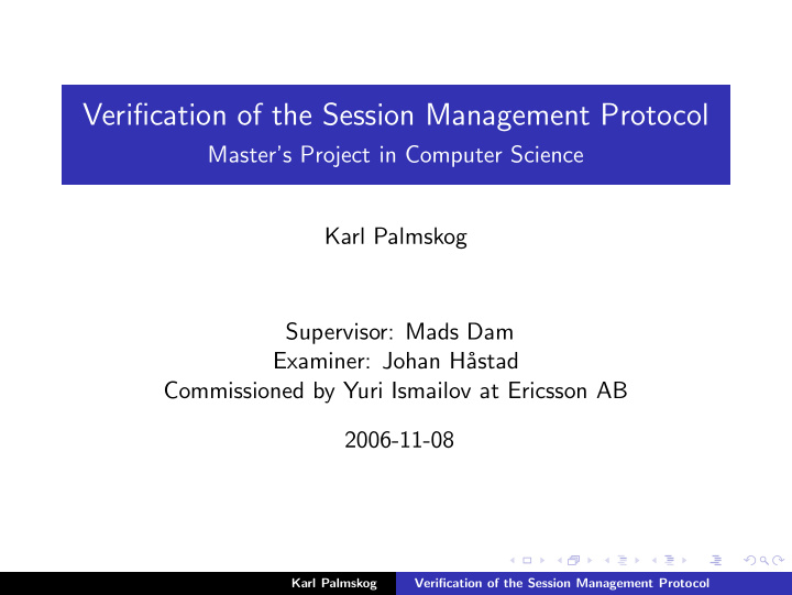 verification of the session management protocol