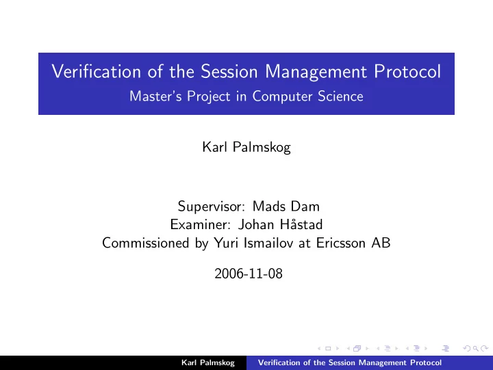 verification of the session management protocol