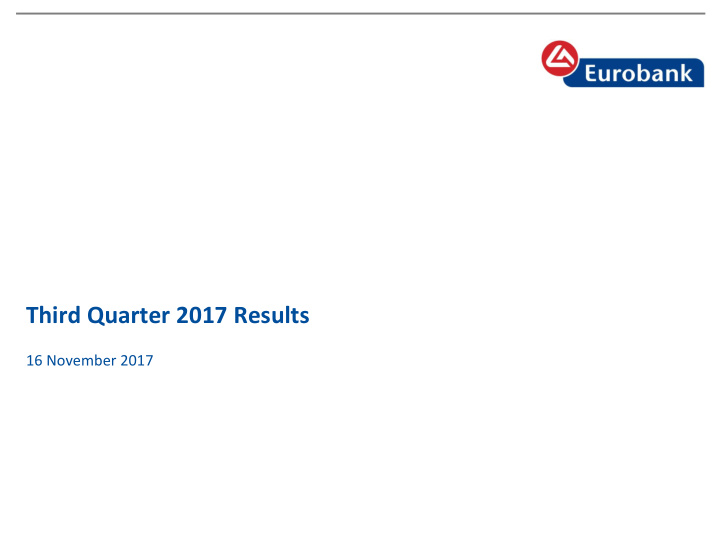 third quarter 2017 results