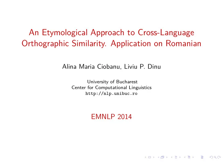 an etymological approach to cross language orthographic