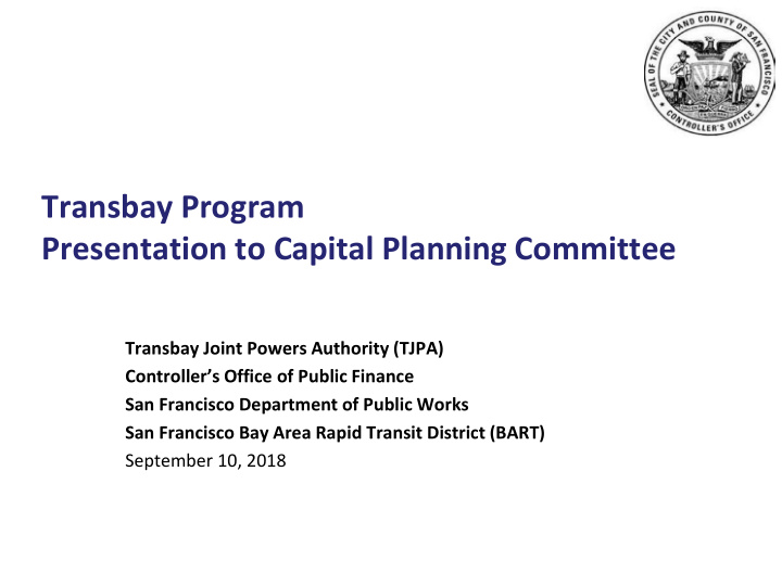 transbay program presentation to capital planning