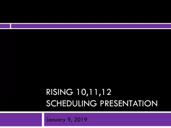 RISING 10,11,12  SCHEDULING PRESENTATION  January 9, 2019  Phoenixville Area High School