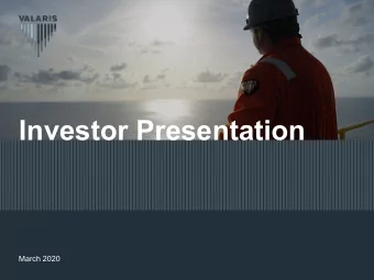 Investor Presentation  March 2020  Forward-Looking Statements  Statements contained in this