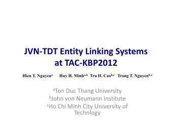 JVN-TDT Entity Linking Systems  at TAC-KBP2012  at TAC-KBP2012