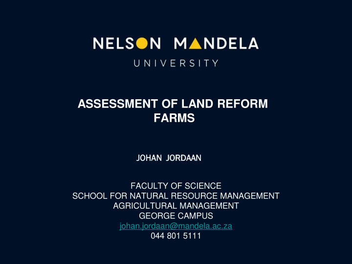 assessment of land reform farms