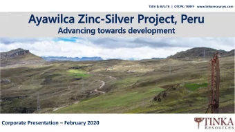 Corporate Presentation  February 2020  Disclaimer  This presentation does not constitute or form