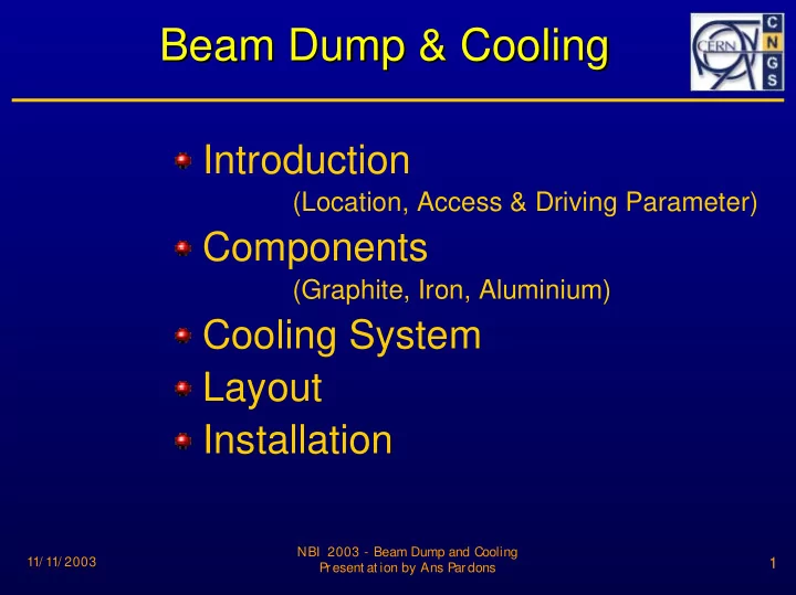 beam dump cooling beam dump cooling