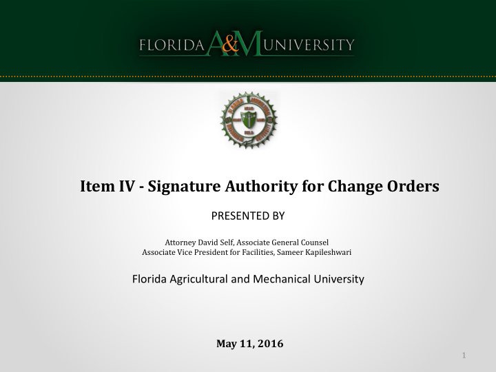 item iv signature authority for change orders