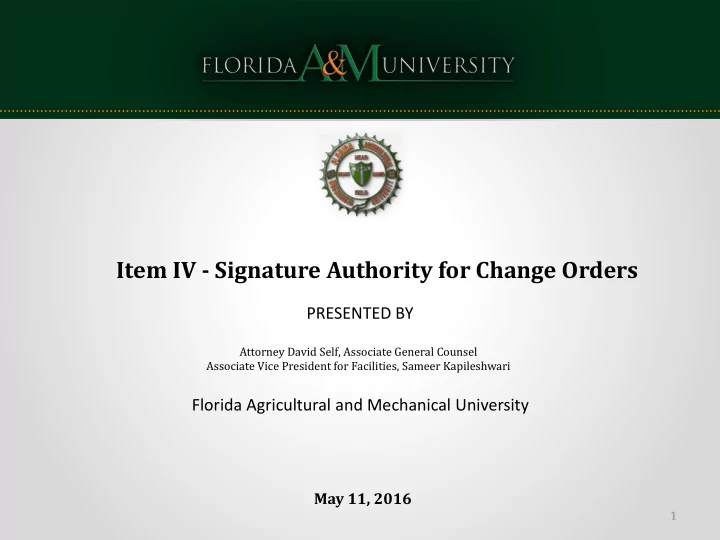 item iv signature authority for change orders
