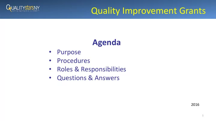 quality improvement grants