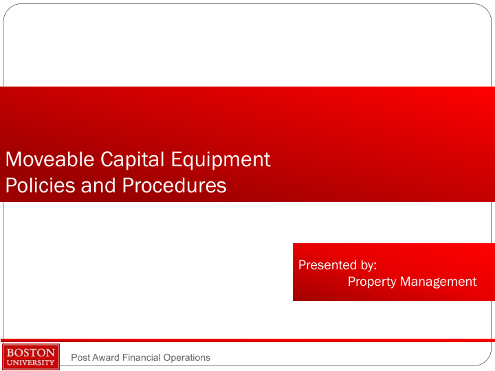 moveable capital equipment policies and procedures