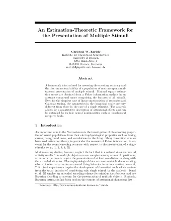 An Estimation-Theoretic Framework for  the Presentation of Multiple Stimuli Christian W. Eurich