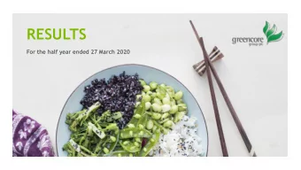 RESULTS  For the half year ended 27 March 2020 DISCLAIMER  FORWARD LOOKING STATEMENTS Certain