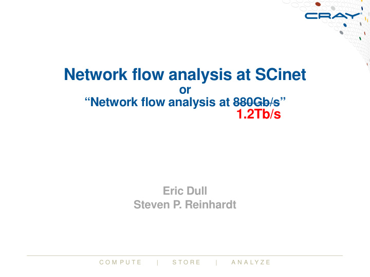network flow analysis at scinet