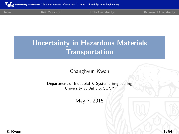 uncertainty in hazardous materials transportation