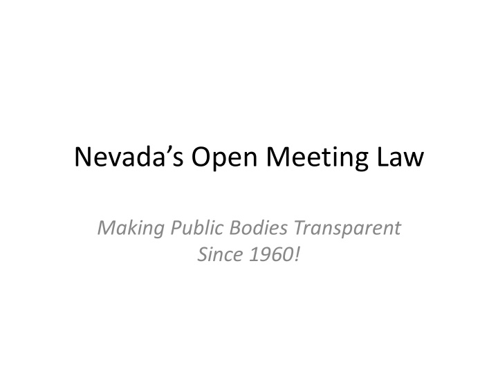nevada s open meeting law