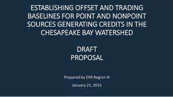 BASELINES FOR POIN  INT AND NONPOINT  SOURCES GENERATING CREDITS IN  IN THE  CHESAPEAKE BAY